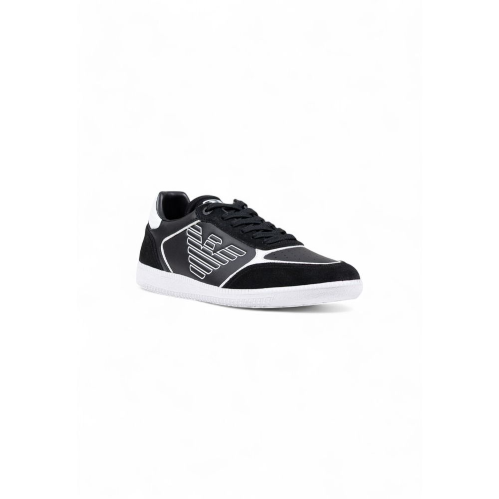 Sneakers by EA7 Emporio Armani for men in leather black & white presents a sumptuous silhouette, artfully capturing the essence of the Men's Athletic Casual Leather Sneakers with its sumptuous athletic casual style design.