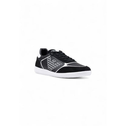 Sneakers by EA7 Emporio Armani for men in leather black & white presents a sumptuous silhouette, artfully capturing the essence of the Men's Athletic Casual Leather Sneakers with its sumptuous athletic casual style design.