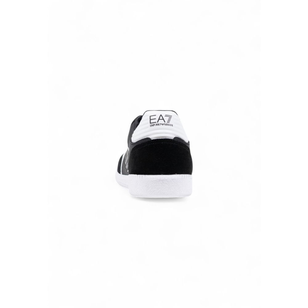 Sneakers by EA7 Emporio Armani for men in leather black & white presents a sumptuous silhouette as Men's Athletic Casual Leather Sneakers, expertly defined by a sumptuous athletic casual style for a sumptuous, high-fashion look.