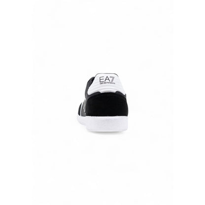 Sneakers by EA7 Emporio Armani for men in leather black & white presents a sumptuous silhouette as Men's Athletic Casual Leather Sneakers, expertly defined by a sumptuous athletic casual style for a sumptuous, high-fashion look.