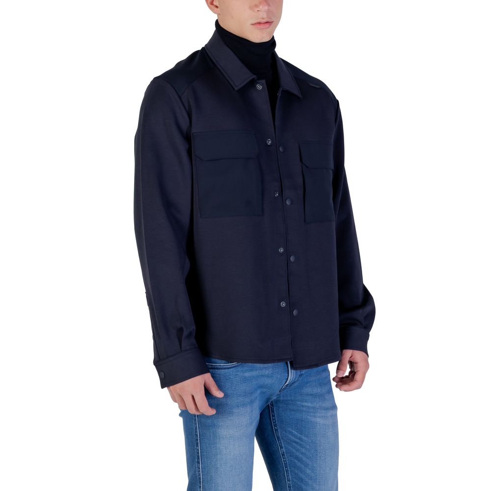 Shirt by Antony Morato for men in cotton polyester blue, featuring a nuanced and nuanced turtle neckline for a sophisticated finish.