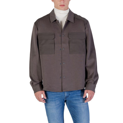 Shirt by Antony Morato for men in denim cotton green showcases a sleek silhouette, elegantly detailed with a sleek turtle neckline and long-sleeve for a sleek finish.