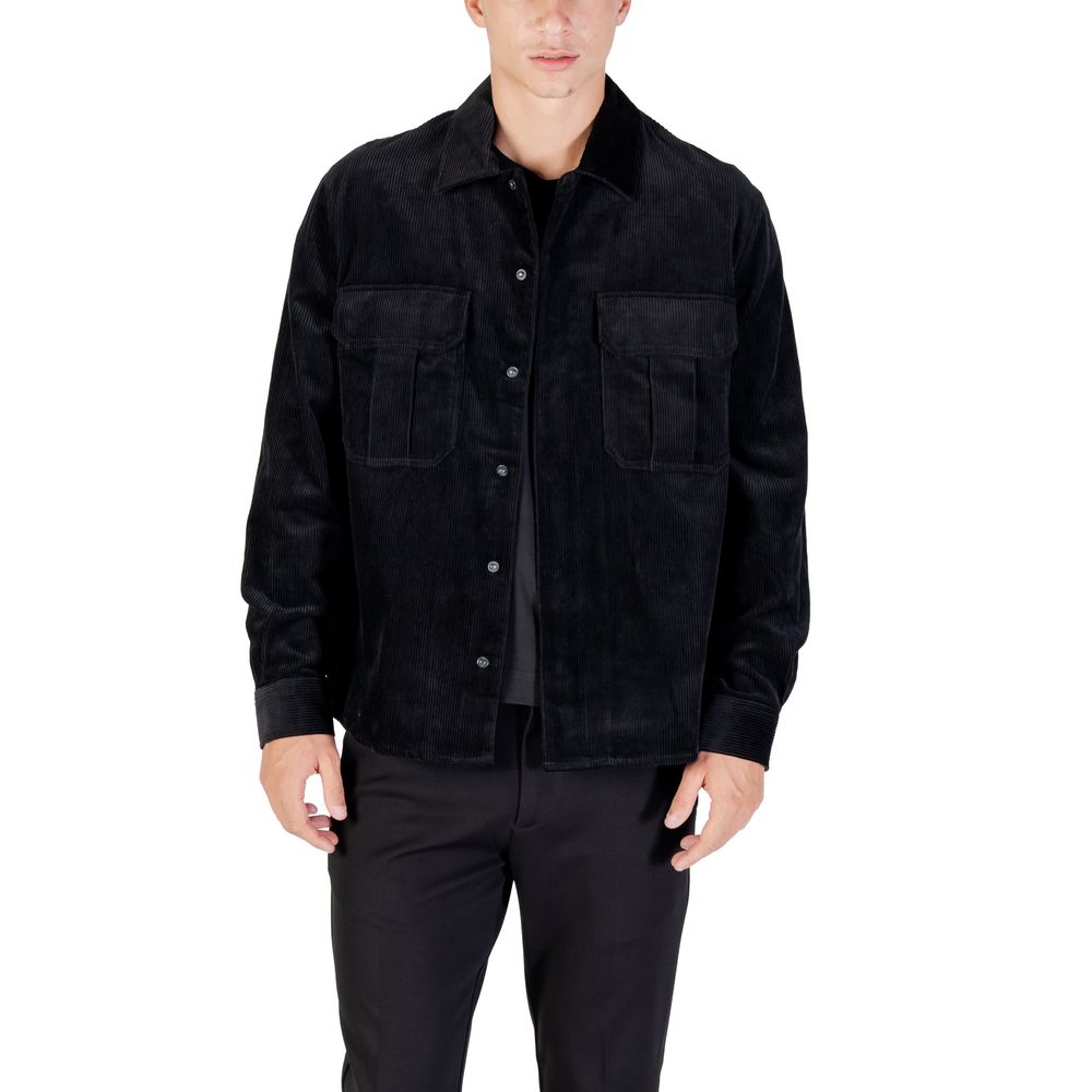 Shirt by Antony Morato for men in cotton corduroy black, featuring a nuanced long-sleeve and nuanced for a sophisticated finish.