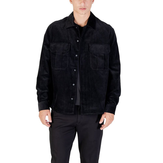 Shirt by Antony Morato for men in cotton corduroy black, featuring a nuanced long-sleeve and nuanced for a sophisticated finish.