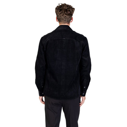 Shirt by Antony Morato for men in cotton corduroy black showcases a sleek silhouette, elegantly detailed with a sleek and for a sleek finish.