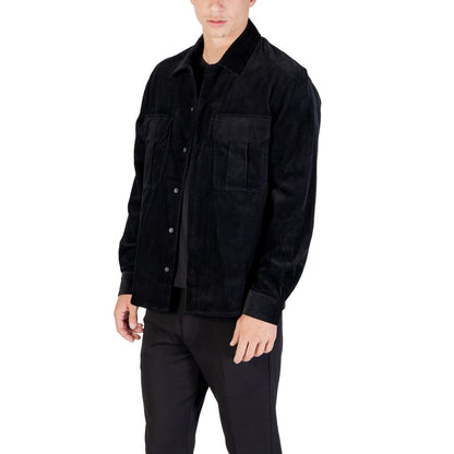 Shirt by Antony Morato for men in cotton corduroy black features an architectural silhouette with a refined and elegant for a architectural look.