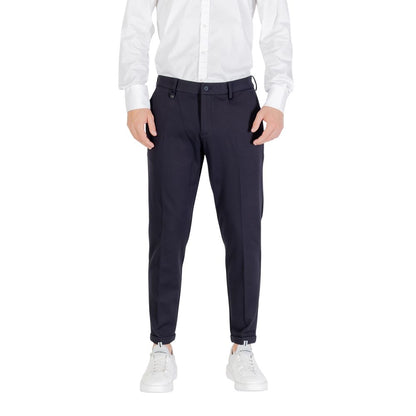 Trousers by Antony Morato for men in stretch polyamide & viscose twill blue features a tailored silhouette with a tailored skinny, defined by its long and a sophisticated .
