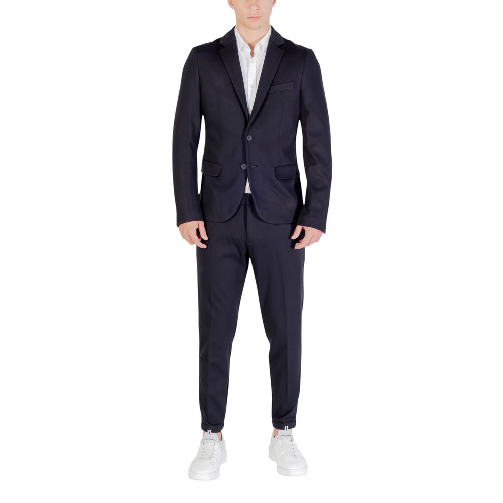 Trousers by Antony Morato for men in stretch polyamide & viscose twill blue features a sculptural silhouette, showcasing a sculptural skinny and long with a sophisticated for a sculptural finish.