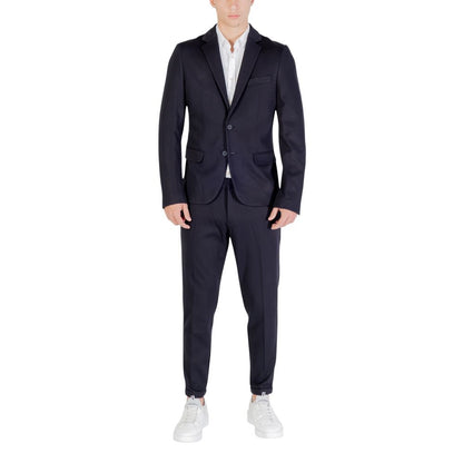 Trousers by Antony Morato for men in stretch polyamide & viscose twill blue features a sculptural silhouette, showcasing a sculptural skinny and long with a sophisticated for a sculptural finish.