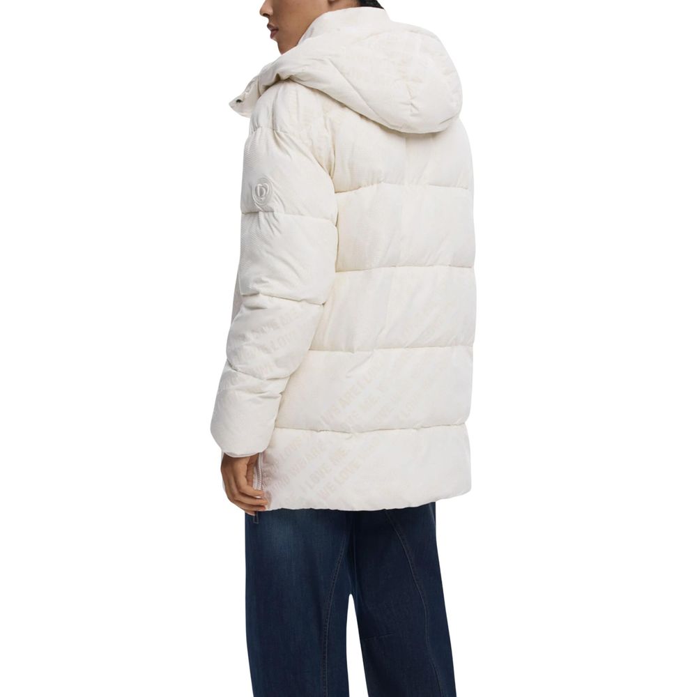 Hooded Overcoat by Desigual for women in polyester cream presents a luxurious silhouette, showcasing a luxurious hooded neckline and sophisticated pockets & hooded for a premium, luxurious look.