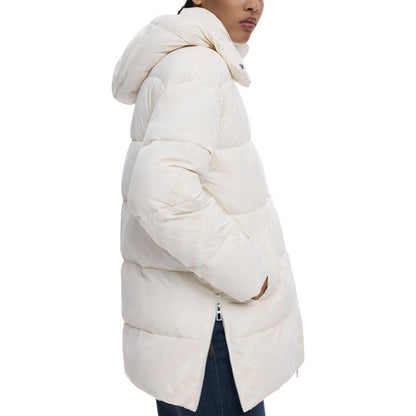 Hooded Overcoat by Desigual for women in polyester cream features a contemporary silhouette showcasing a contemporary and refined pockets & hooded for a sophisticated finish.