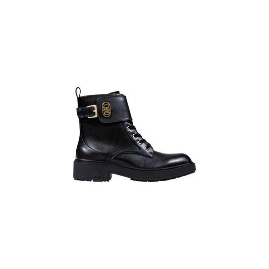 Lace-Up Combat Boots by Liu Jo for women in leather & metal black & gold features an dynamic silhouette, showcasing the dynamic Women's Leather & Metal Lace-Up Combat Boots design with its distinctive and elegant .