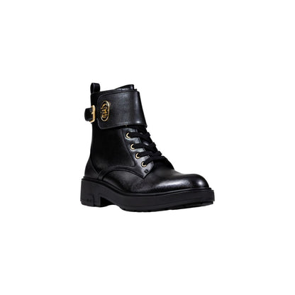 Lace-Up Combat Boots by Liu Jo for women in leather & metal black & gold features an high-performance silhouette, showcasing the sophisticated design of the Women's Leather & Metal Lace-Up Combat Boots with a and a refined .
