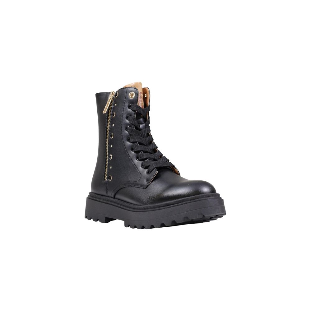 Lace-Up Ankle Combat Winter Boots by Alviero Martini Prima Classe for women in polyethylene & polyurethane black & gold features an high-performance silhouette, showcasing the sophisticated design of the Women's Polyethylene & Polyurethane Lace-Up Ankle Combat Winter Boots with a and a refined .