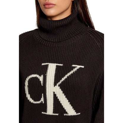 Sweatshirt by Calvin Klein Jeans for women in cotton black features an provocated silhouette, detailed with a provocated and a refined turtle neckline for a sophisticated aesthetic.