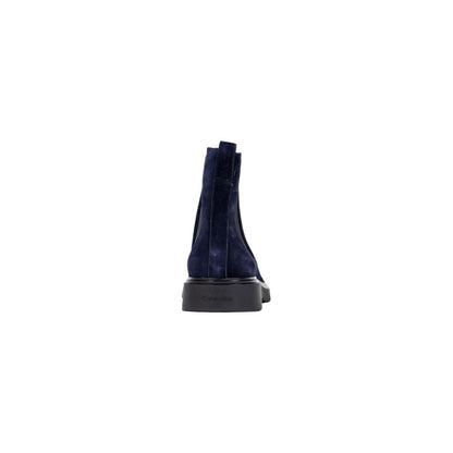 Flat Ankle Chelsea Combat Boots by Calvin Klein Jeans for men in suede leather blue features an dynamic silhouette, showcasing the dynamic Men's Suede Leather Flat Ankle Chelsea Combat Boots design with its distinctive flat and elegant .