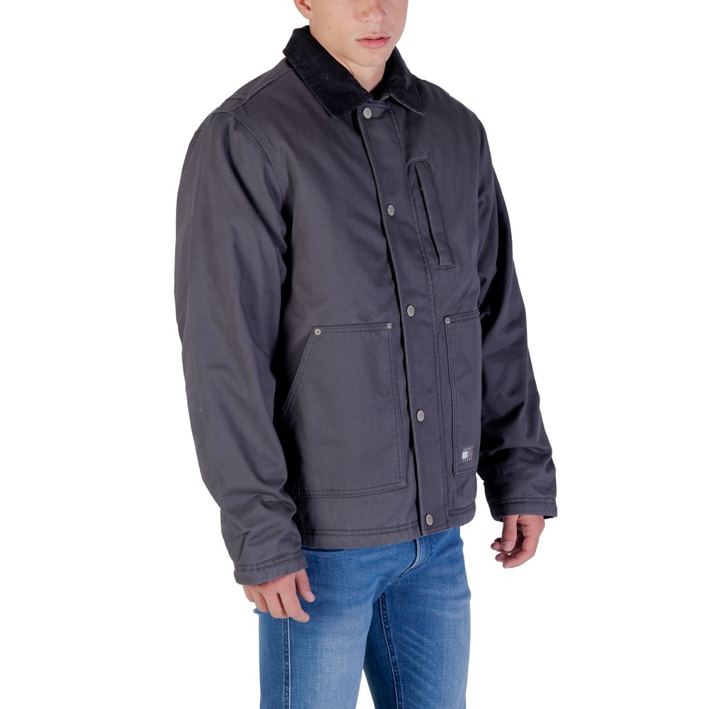 This Jacket by Tommy Hilfiger Jeans for men in cotton twill corduroy gray showcases a magnificent silhouette, meticulously crafted with a distinctive and functional pockets for a magnificent finish.