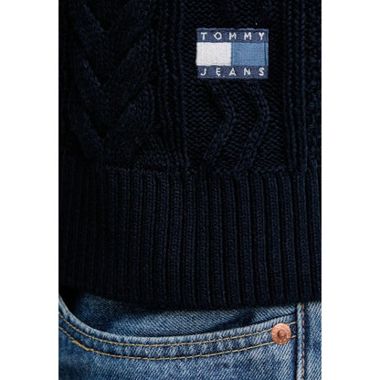 Sweatshirt by Tommy Hilfiger Jeans for men in cotton blue features an provocated silhouette, detailed with a provocated and a refined for a sophisticated aesthetic.