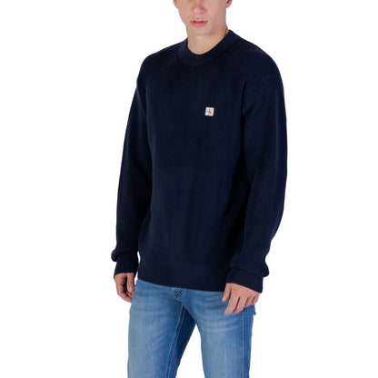 Sweatshirt by Calvin Klein Jeans for men in cotton blue presents a smart casual silhouette, featuring a smart casual and for a sophisticated look.