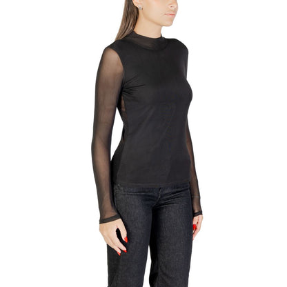 Shirt by Only for women in stretch polyester & lycra black, featuring a nuanced and nuanced high-collar neckline for a sophisticated finish.