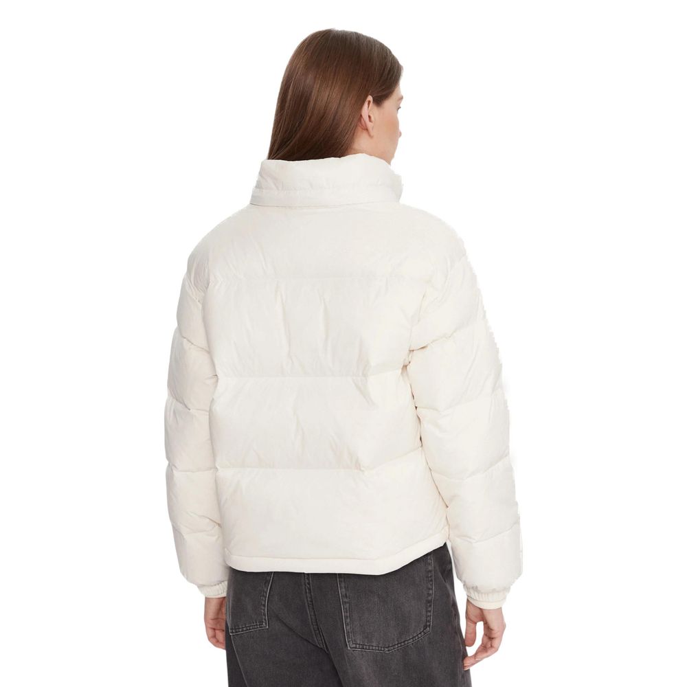 Hooded Overcoat by Calvin Klein Jeans for women in polyamide cream features a contemporary silhouette showcasing a contemporary hooded neckline and refined lightweight, hooded & insulated for a sophisticated finish.