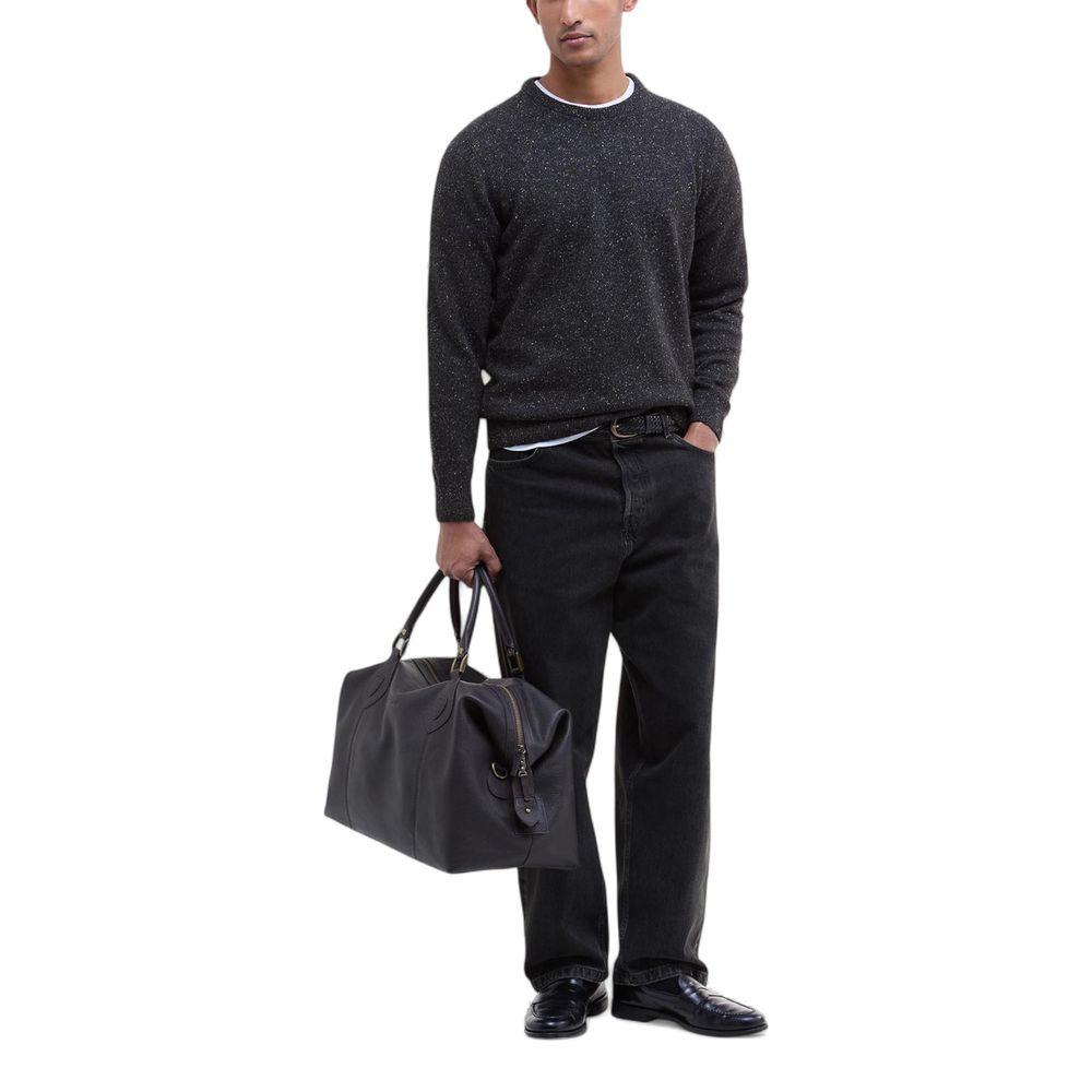 Sweatshirt by Barbour for men in wool black & natural showcases a slouchy chic silhouette, artfully detailed with a slouchy chic crew neckline and for a slouchy chic finish.