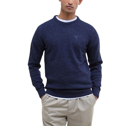 Sweatshirt by Barbour for men in wool blue & natural features an provocated silhouette, detailed with a provocated and a refined crew neckline for a sophisticated aesthetic.