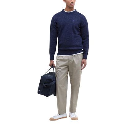 Sweatshirt by Barbour for men in wool blue & natural features an exquisite silhouette, showcasing and crew neckline details for a exquisite look.