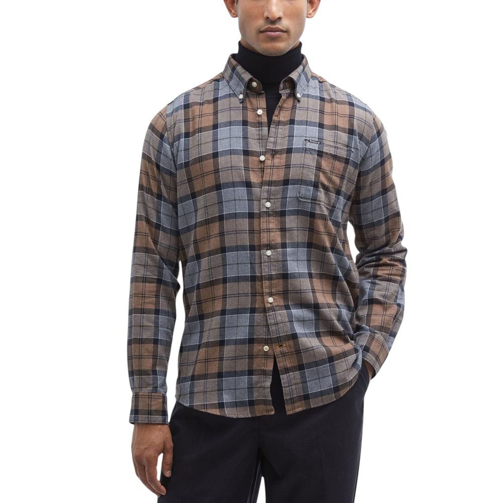 Shirt by Barbour for men in cotton beige presents a discerning silhouette, showcasing a sophisticated button-down-collar neckline and long-sleeve for a truly discerning finish.