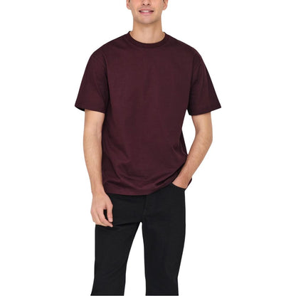 Only & Sons Men's Crew-Neck Organic Cotton T-Shirt - Bordeaux