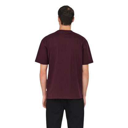 Only & Sons Men's Crew-Neck Organic Cotton T-Shirt - Bordeaux