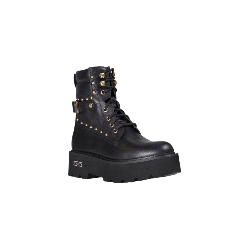 Platform Lace-Up Combat Winter Boots by Cult for women in leather black features an dynamic silhouette, showcasing the dynamic Women's Leather Platform Lace-Up Combat Winter Boots design with its distinctive platform and elegant .
