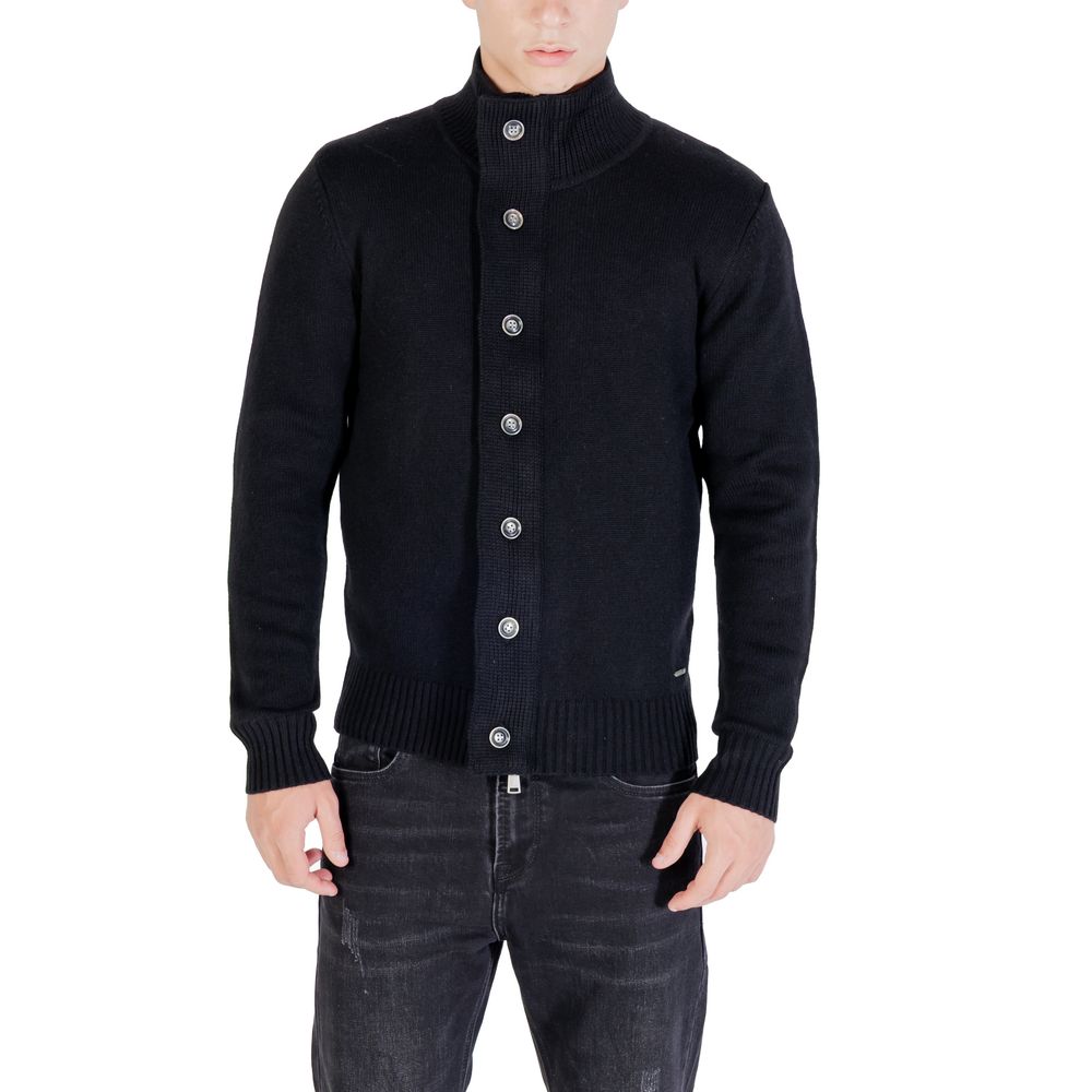 Gianni Lupo Men's High-Collar Marabou Wool & Polyamide Sweatshirt - Black
