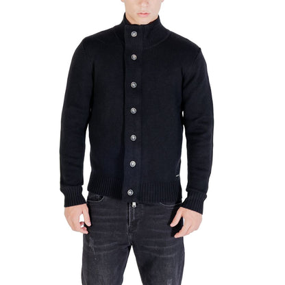 Gianni Lupo Men's High-Collar Marabou Wool & Polyamide Sweatshirt - Black