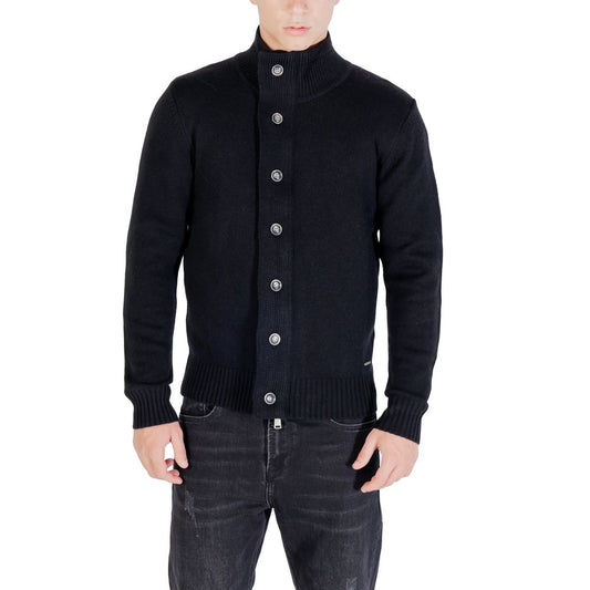 Gianni Lupo Men's High-Collar Marabou Wool & Polyamide Sweatshirt - Black