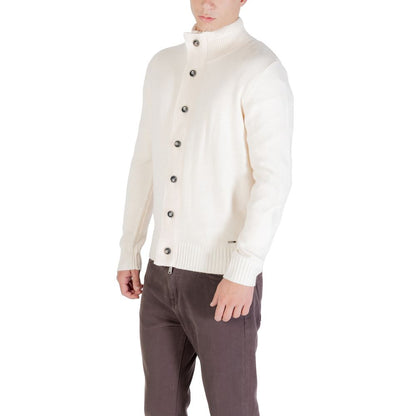 Gianni Lupo Men's High-Collar Marabou Wool & Polyamide Sweatshirt - Cream