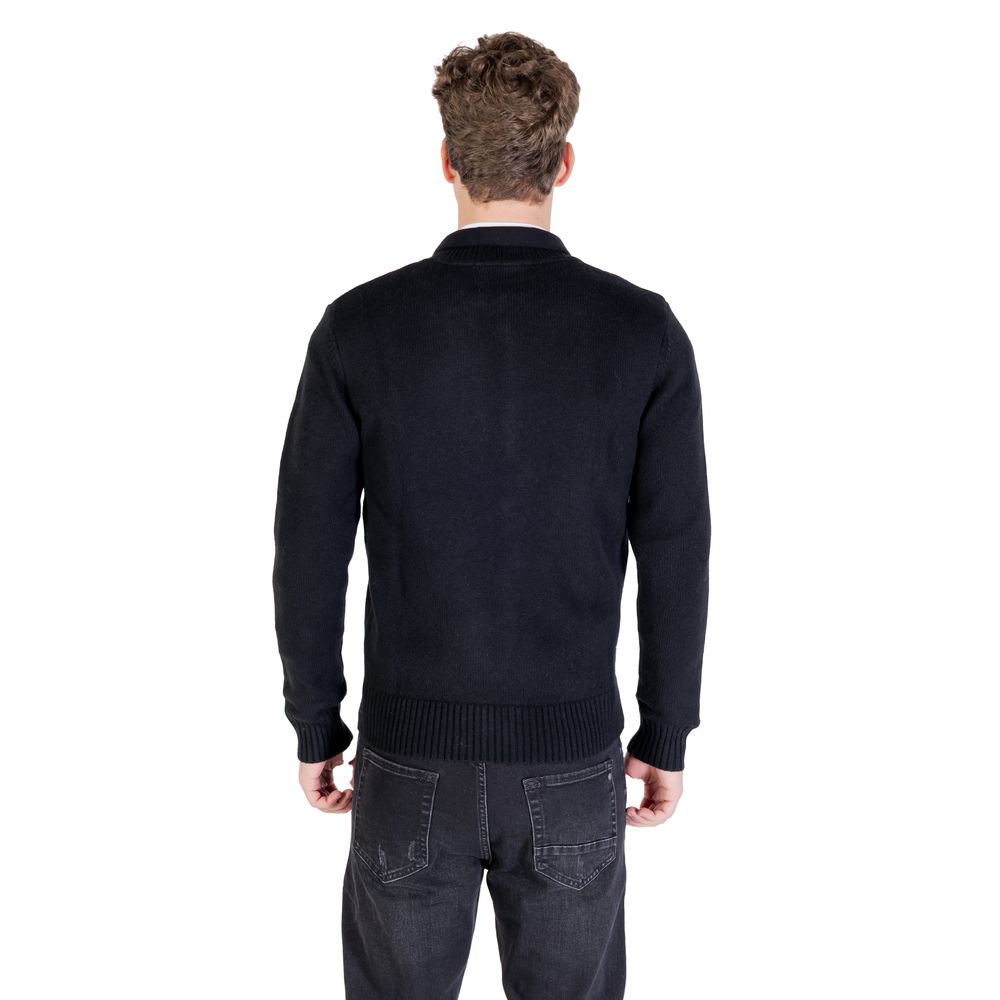 Gianni Lupo Men's High-Collar Marabou Wool & Polyamide Sweatshirt - Black