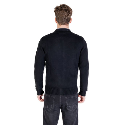 Gianni Lupo Men's High-Collar Marabou Wool & Polyamide Sweatshirt - Black