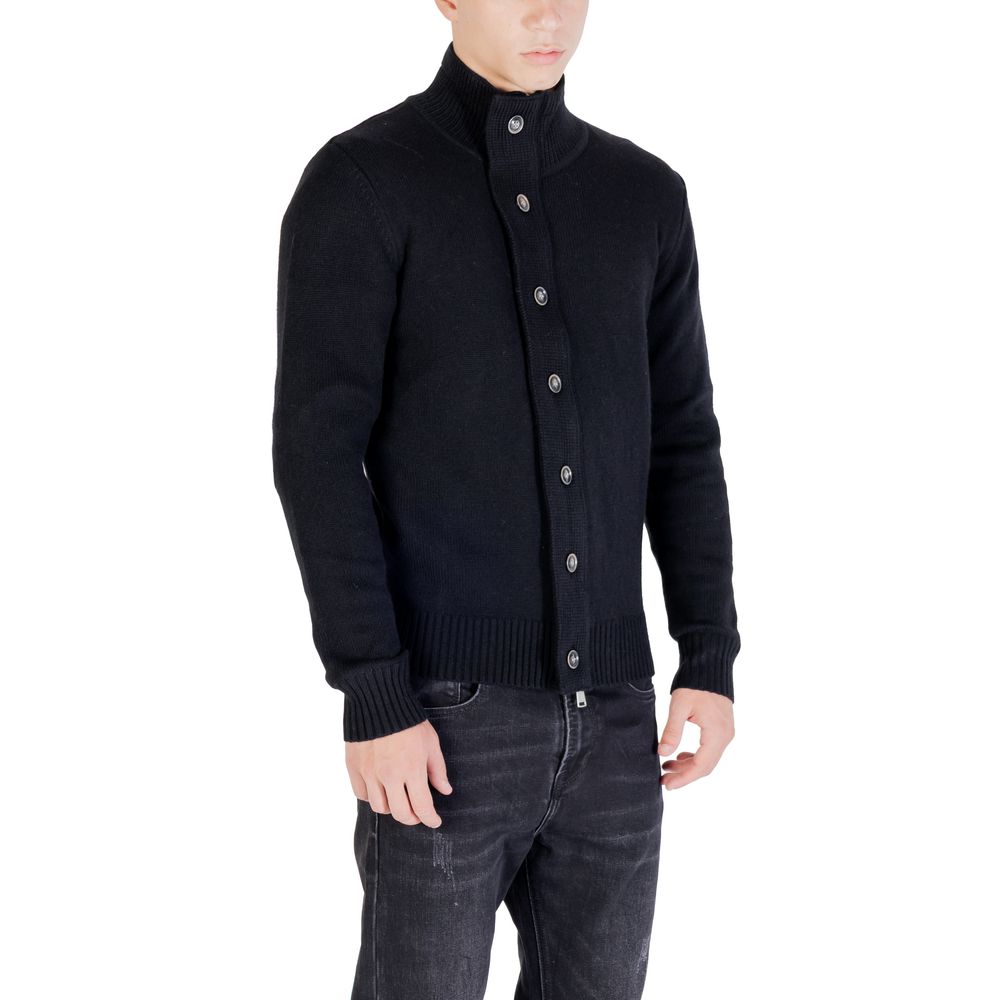 Gianni Lupo Men's High-Collar Marabou Wool & Polyamide Sweatshirt - Black