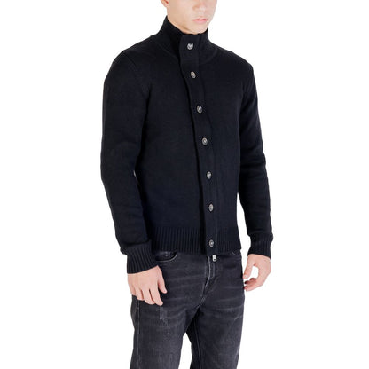 Gianni Lupo Men's High-Collar Marabou Wool & Polyamide Sweatshirt - Black