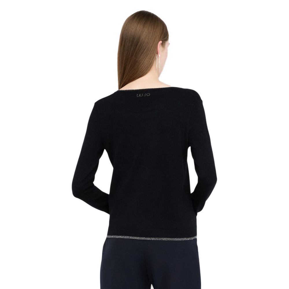 Cardigan by Liu Jo for women in polyamide velvet black presents a textural silhouette, artfully finished with a textural round keyhole neckline and for a sophisticated, textural look.