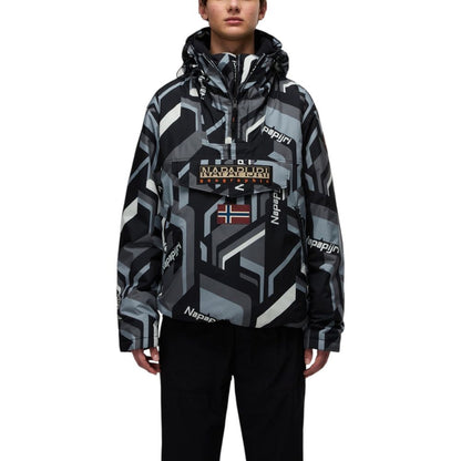 Hooded Windbreaker Jacket by Napapijri for men in polyester showcases a modern silhouette, integrating pockets, hooded & windproof and a modern hooded neckline for a sophisticated finish.