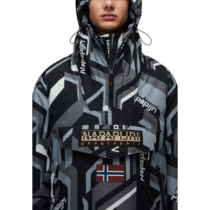 Hooded Windbreaker Jacket by Napapijri for men in polyester presents a resilient silhouette, artfully detailed with a sophisticated hooded neckline and functional pockets, hooded & windproof for a resilient finish.