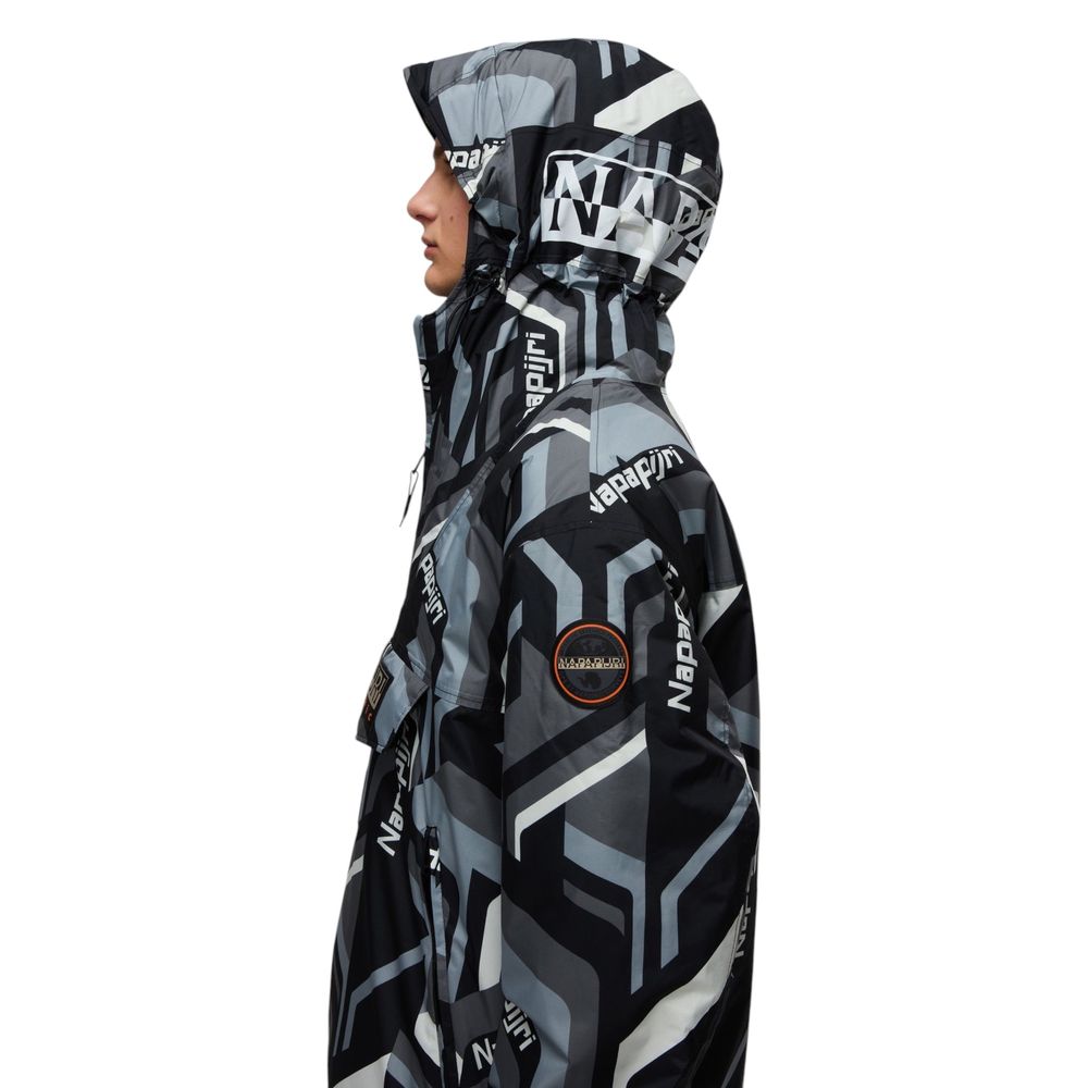 Hooded Windbreaker Jacket by Napapijri for men in polyester features an magnificent silhouette, showcasing the sophisticated and functional pockets, hooded & windproof for a premium, magnificent look.