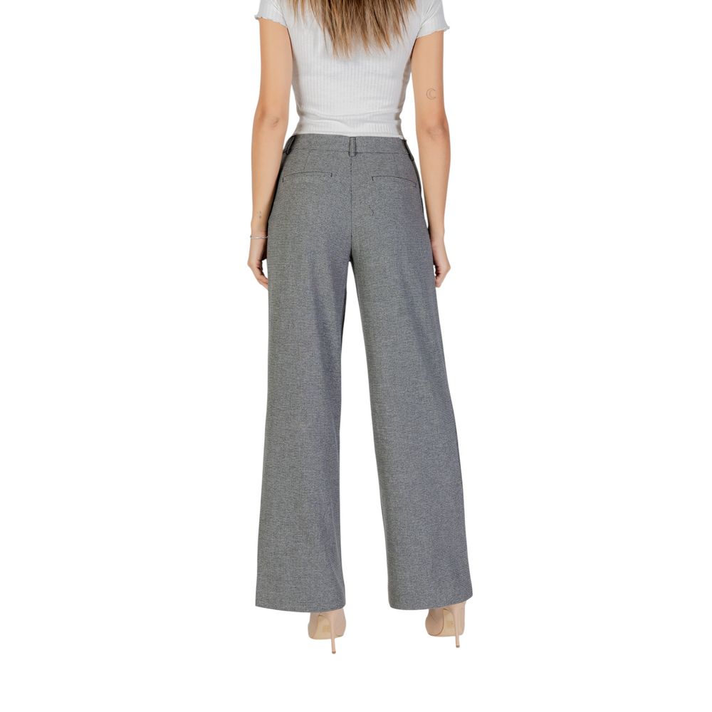 Trousers by Only for women in stretch polyester & viscose gray presents a smart silhouette, meticulously detailed with a smart wide, a smart long, and a smart mid rise.