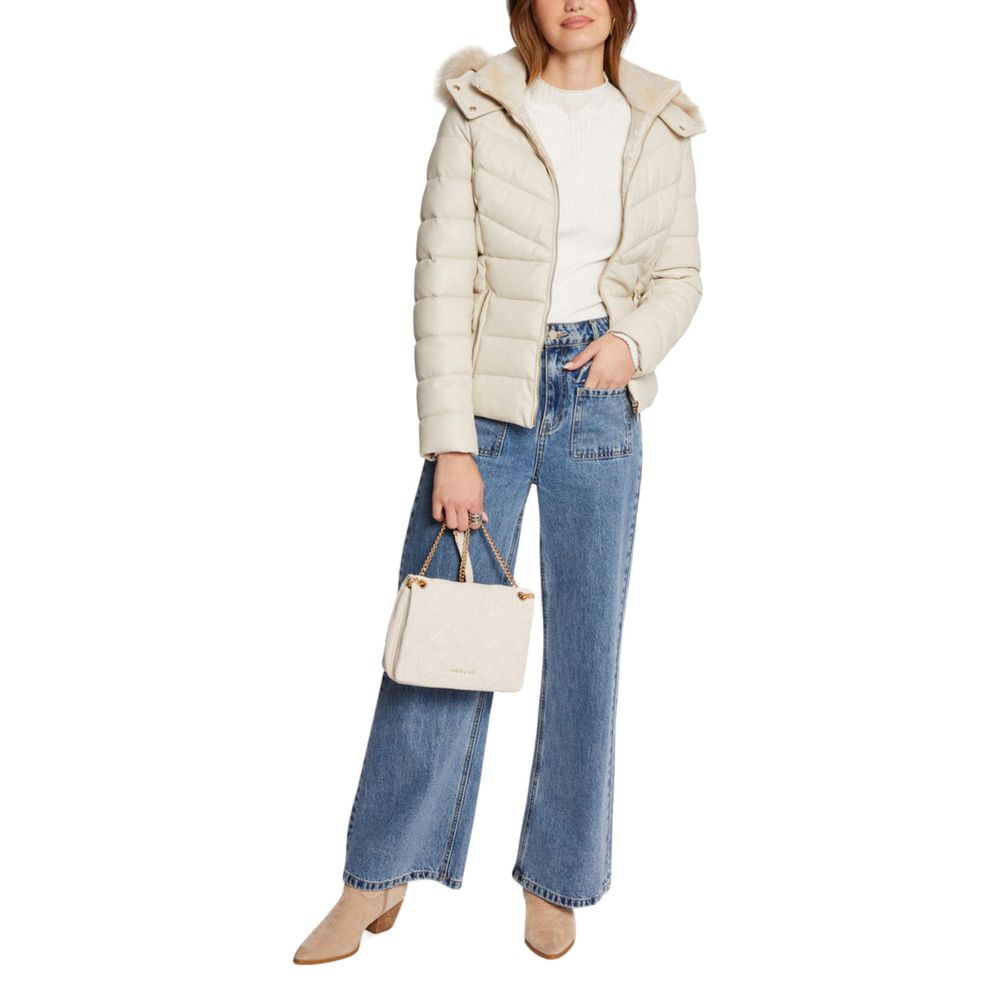 Hooded Jacket by Morgan De Toi for women in polyethylene polurethan faux fur beige showcases a enveloping silhouette, artfully detailed with a enveloping hooded neckline and premium pockets, hooded & insulated for a truly enveloping finish.