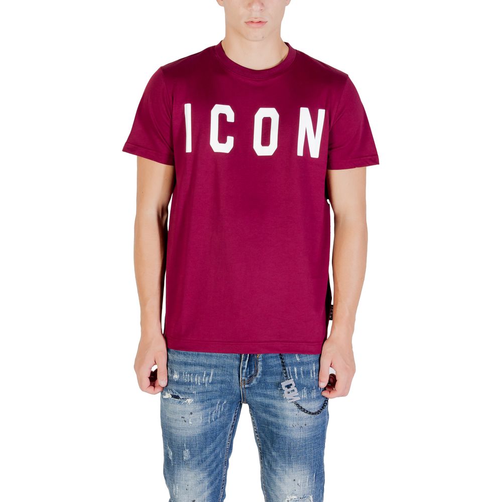 T-Shirt by Icon for men in cotton bordeaux showcases a chic silhouette, artfully detailed with a chic crew neckline and for a chic finish.