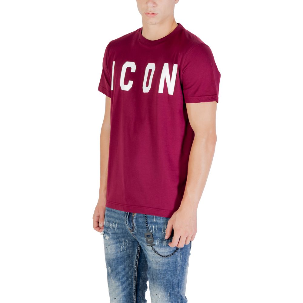 T-Shirt by Icon for men in cotton bordeaux showcases a dramatic silhouette, elegantly detailed with a dramatic and for a truly dramatic finish.