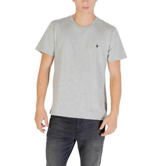 T-Shirt by Ralph Lauren for men in cotton gray showcases a dramatic silhouette, elegantly detailed with a dramatic round crew neckline and short-sleeve for a truly dramatic finish.