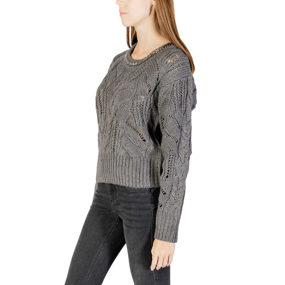 Sweatshirt by Liu Jo for women in marabou wool gray showcases a slouchy chic silhouette, artfully detailed with a slouchy chic and for a slouchy chic finish.